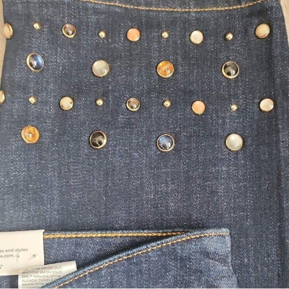 Banana Republic Dark Blue Skinny Jeans with Stud Accents - Picture 3 of 3